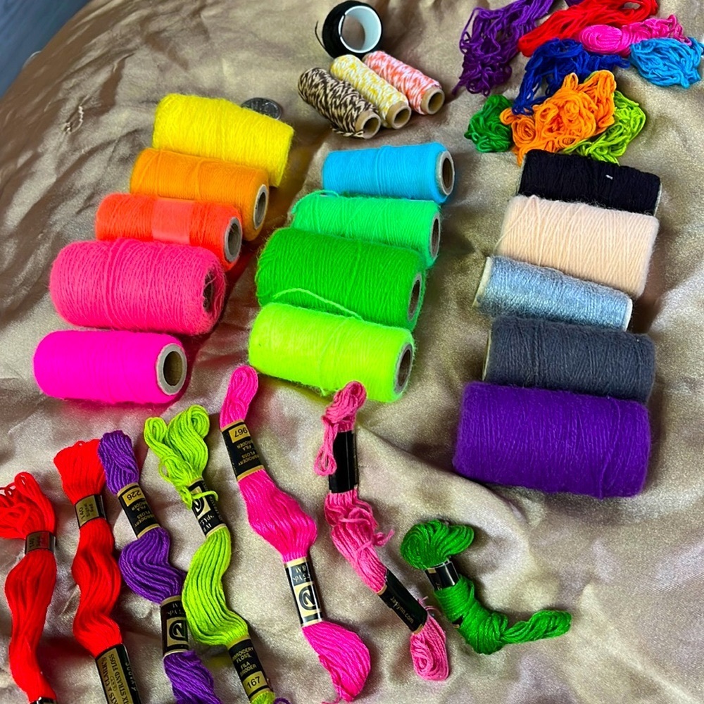 Embroidery floss bundle various colors neon rainbow string craft supplies lot
